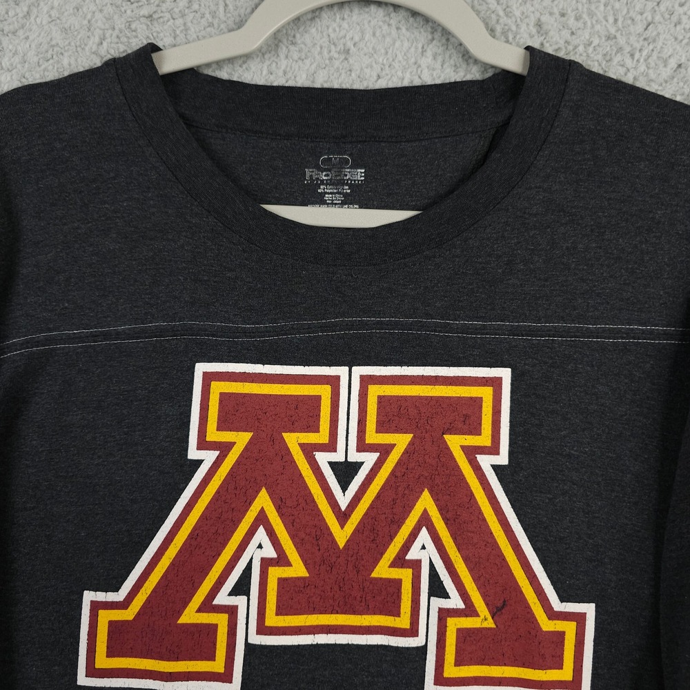 Minnesota Golden Gophers Shirt Mens Medium Gray Raglan Crew Neck Retro ProEdge - Picture 8 of 11
